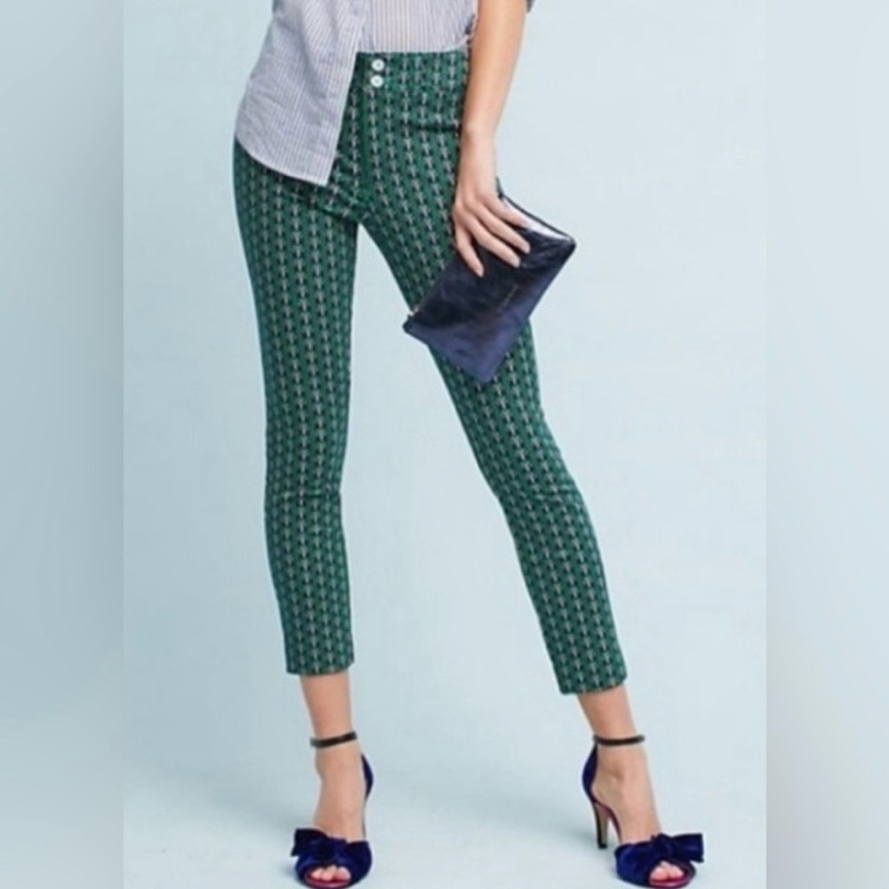 Anthropologie Women's Essential Slim Trouser Butterfly Print Size 2